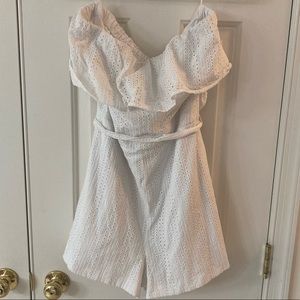 White bar III strapless romper.